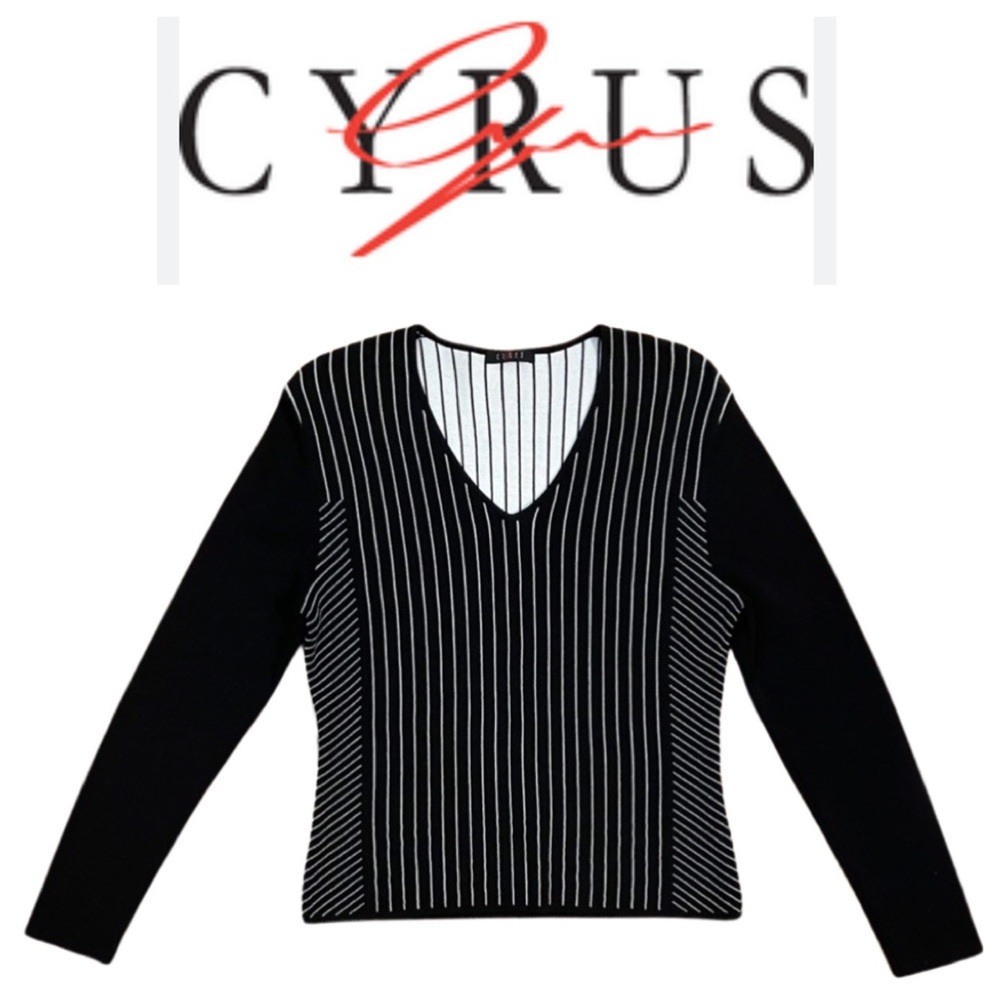 Cyrus Black and White Vertical Stripe Sweater - Picture 11 of 11